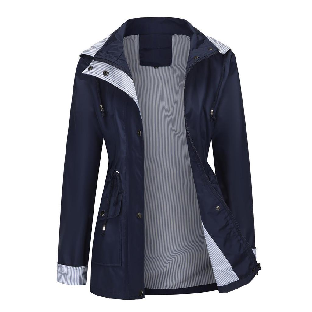 2024 Women's Plus Size Trench Coat with Detachable Hood - Autumn/Winter Collection