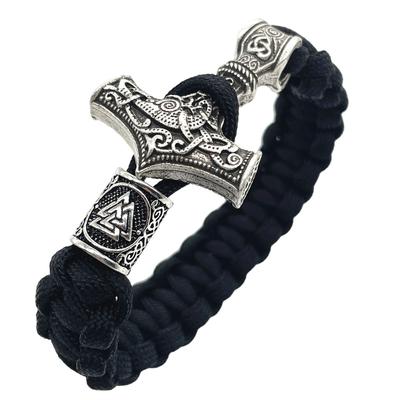 Nostalgie Marteau de Thor Bracelet Viking Charms Runiques Bijoux Perles Pour Femmes Hommes Viking Nordique Bracelet à Joncs Dropshipping