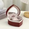 Leather Heart Jewelry Organizer With Flip Lid For Gift Weddings Travel