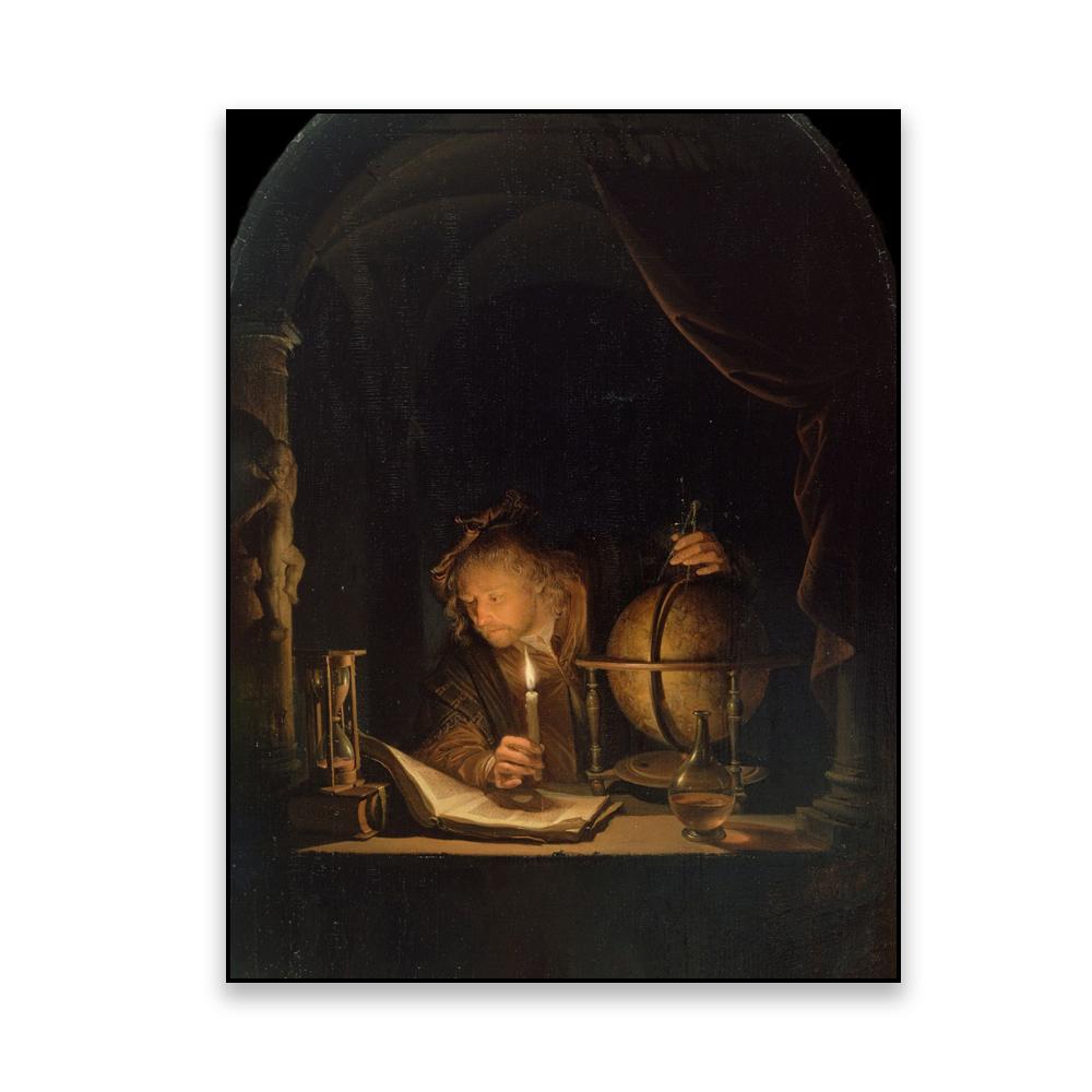 

Класичний олійний живопис Плакат Астроном при свічках Вінтажний сільський сільський декор Картина на полотні Декор домашньої галереї 21x30 No Frame