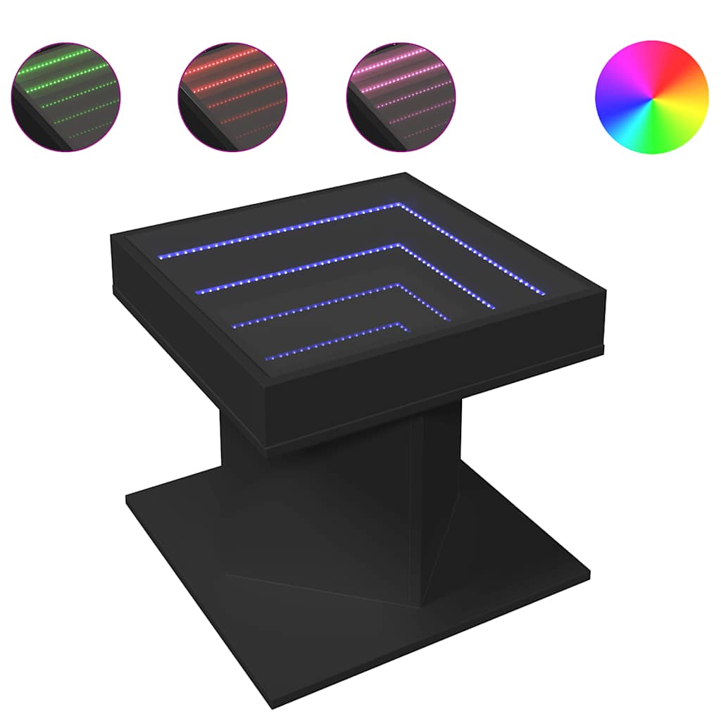 LED Coffee Table Black 50 x 50 x 45 cm Particleboard