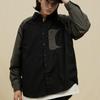 Spring and Autumn New Men's All-match Colorblock Raglan Sleeve Lapel Loose Casual Shirt
