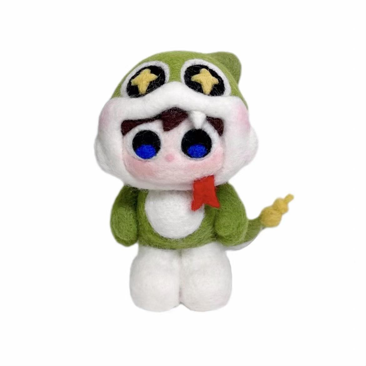 Non-Finished New Poke Wool Felt Handmade DIY Doll Cute Fortune Snake Material Kit Plush Toy Creative Keychain Gift Pendant