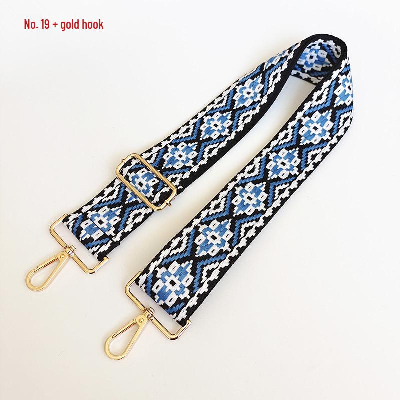 Etniczny Wzór Nylonowy Pasek do Plecaka z Regulowaną Długością i Metalowymi Akcesoriami - Odporny na Zużycie i Poszerzony dla Komfortu