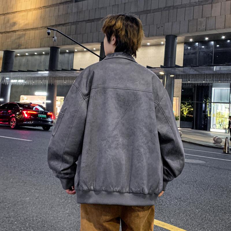 Men's Autumn & Winter Suede Plush Bomber Jacket - Loose Fit, Plus Size, Hong Kong Style