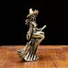 Brass Metal Statue Witch Figurine Sitting On Broomstick Decorative Sculpture Handcrafted Home Accent Collectible Ornament