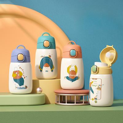 Smart Children's Thermos Stainless Steel Cartoon Bouncing Water Cup Double Vacuum Pot-bellied Cup