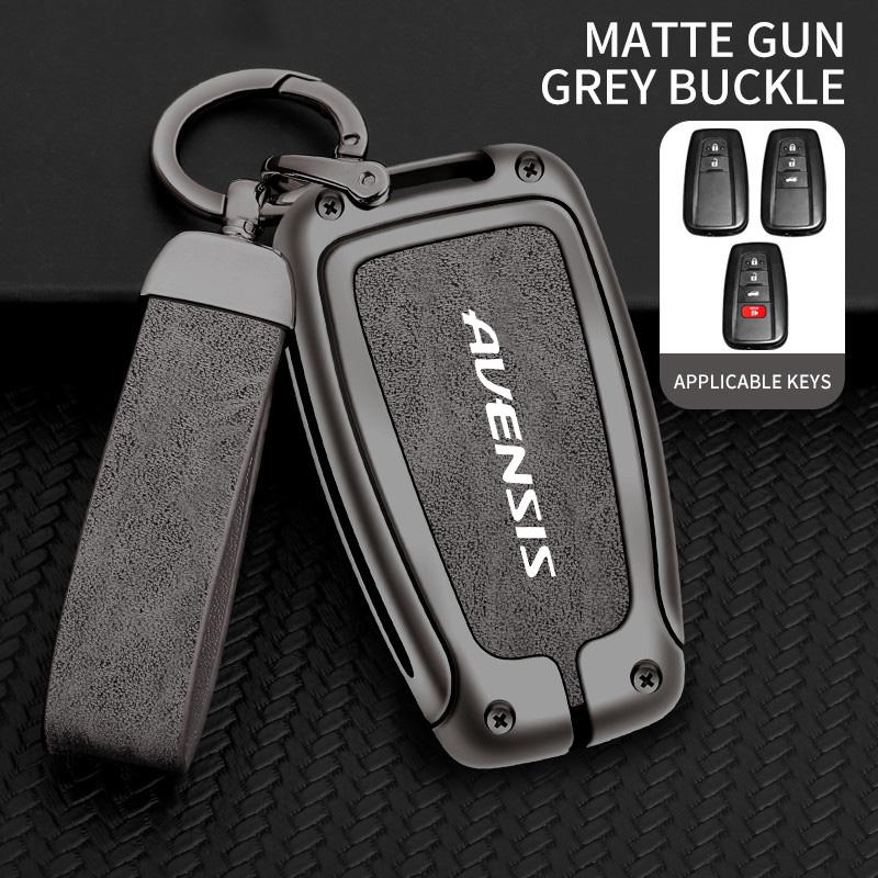 Zinc Alloy Leather Car Remote Key Case Cover Shell Holder Full Protection Auto Accessories Keychain For Toyota Avensis T25 T27