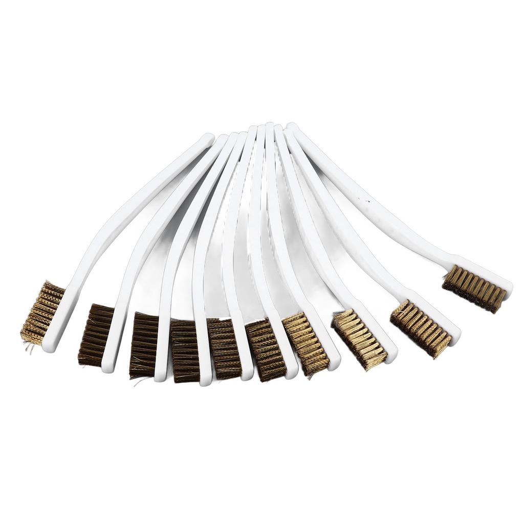 Brass Brush Set Prevent Slip Curved Handle Brass Wire Brushes for 3D Printer Nozzle Hot End 10pcs