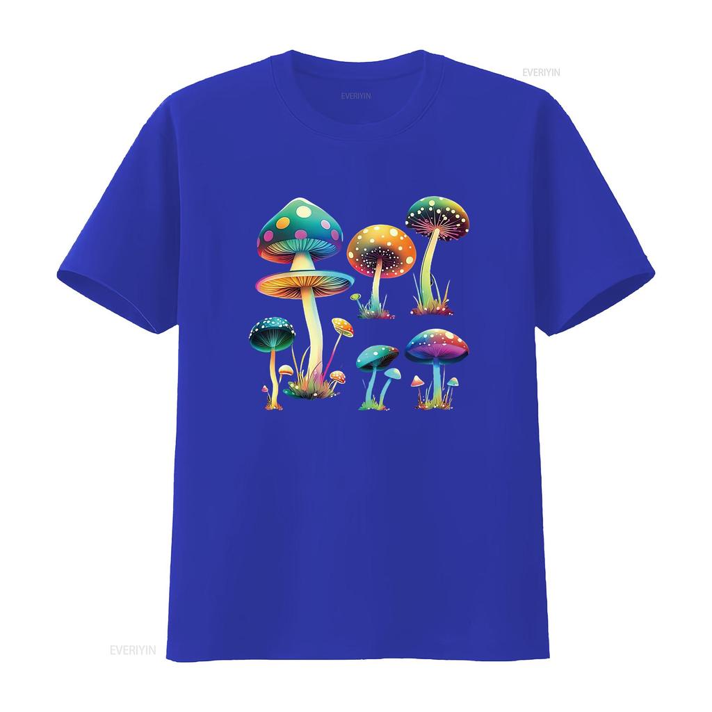 Mushroom Cute Cottagecore Aesthetic Hippie Womens T Shirt Black Vintage Washed Unisex Versatile Breathable Streetwear Fashion