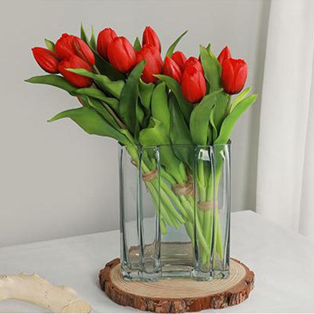 Artificial Flowers 1 Bouquet Deep Purple Fake Tulip Bouquet