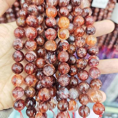 7A Ox Blood Red Phantom Quartz Resin Flower Beads Strands for DIY Bracelet Jewelry.