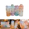 2000ml Large Capacity Drinking Bottle Sports Mug With Straw And Stickers For Outdoor Use
