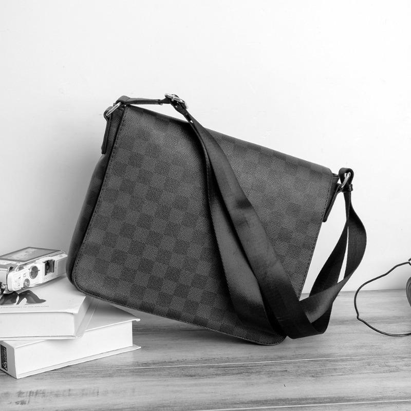 Trendy brand fashion men's envelope shoulder bag flip horizontal leather plaid oblique span bag file bag oblique span bag