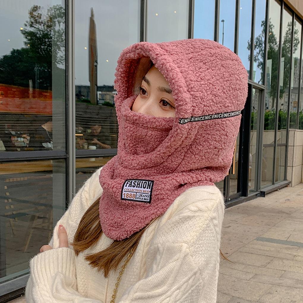 Winter cold weather gear: Poggle hood neck warmer mask fur hat