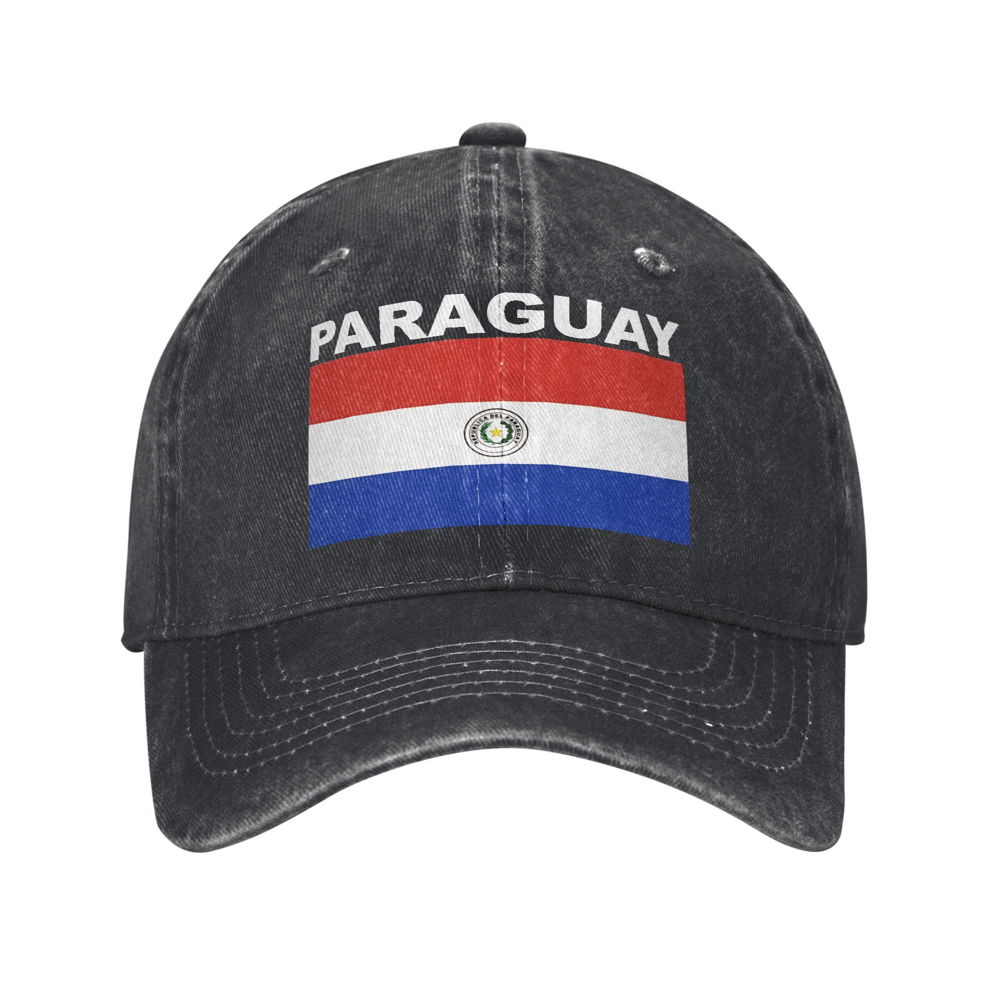 Paraguay Flag Printed Caps for Unisex Women Cotton Trucker Hat Daily Wear Baseball Cap Adjustable One Size
