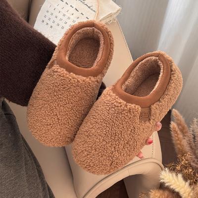 Plush Slippers for Women, Autumn and Winter, Anti Slip and Warm Indoor Home, Winter Home, Cotton Slippers for Men
