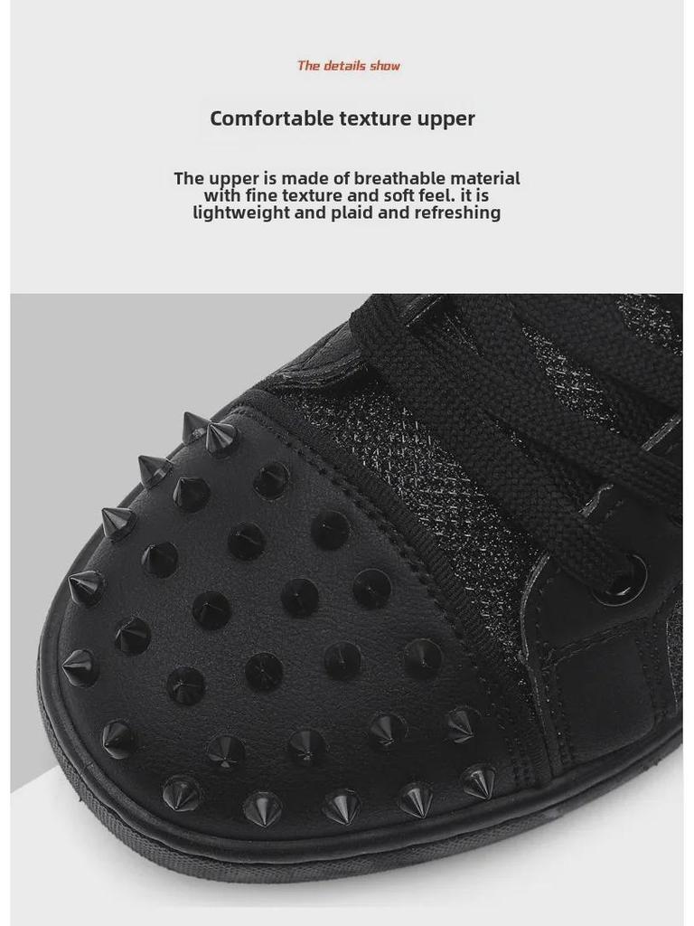 Men's 2024 Autumn Black Rivet Casual Fashion Sneakers