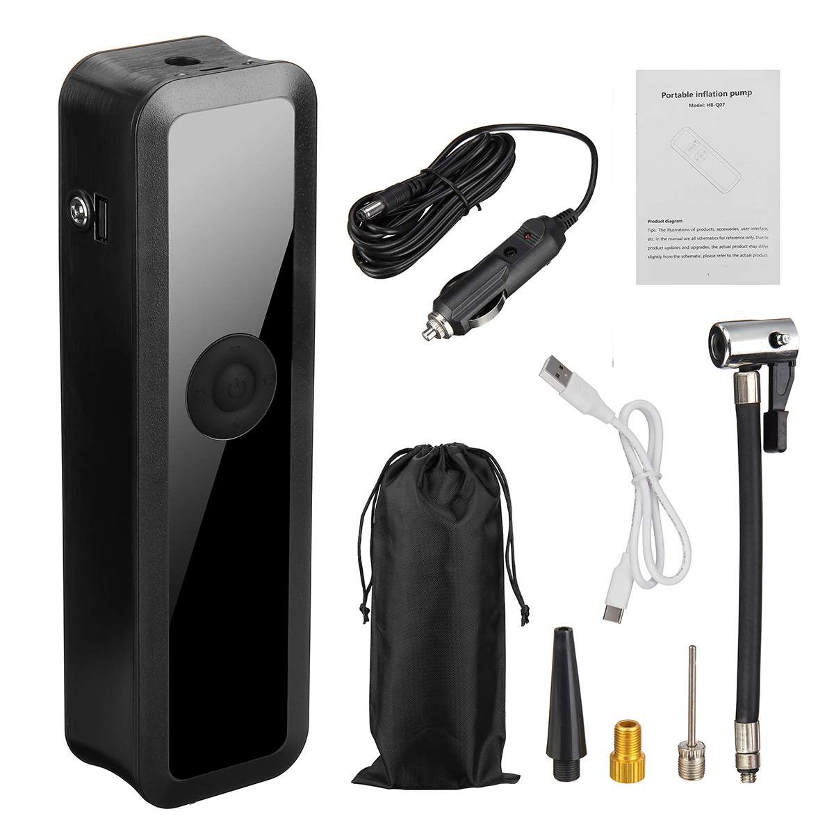 

Автомобильный электрический воздушный насос портативный 12 В 150 фунтов на квадратный дюйм мини-компрессор для шин автомобильный насос для накачивания шин для мотоциклов велосипедные мячи чёрный