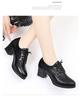 2025 new deep-mouth fashion soft leather one-pedal single shoes summer versatile large-size lace-up round head casual leather shoes