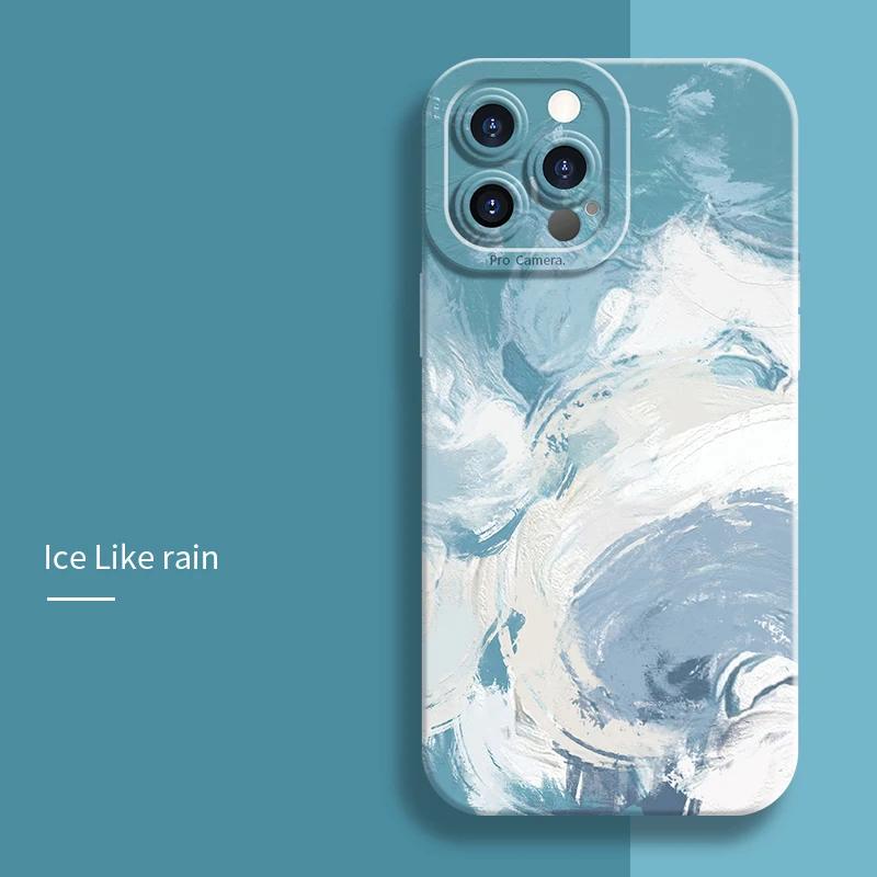 Watercolor Oil Painting Phone Case For iPhone 14 13 12 15 16 17 Air Pro Max 16E 11 7 8 Plus X XS XR SE Soft Matte Silicone Cover