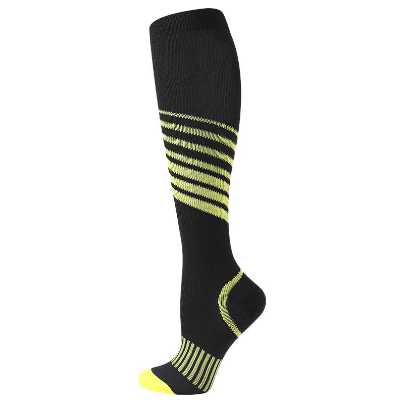 Graduated Pressure Forefoot Area Coverings Tube Socks 15-20 Mmhg Unisex Charcoal Black Series Golfs Line Motif Springy Outdoor Prevent Varicose