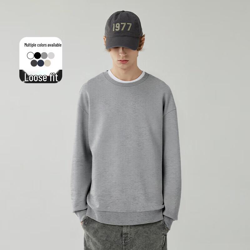 VUUG Men's Solid Color Round Neck Long Sleeve Sweatshirt