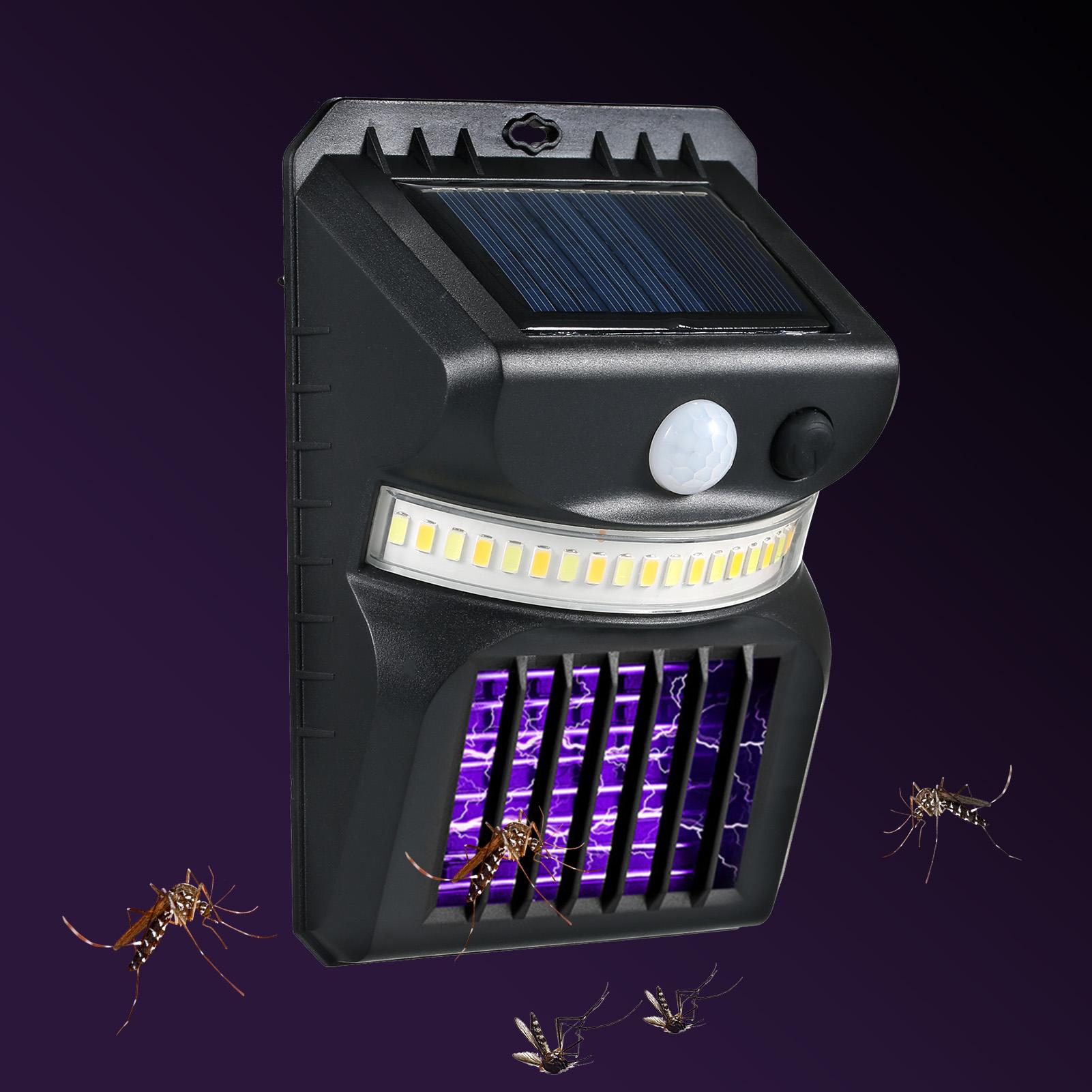 

3 Modes Solar Powered Outdoor Light Electric Mosquito Repellenting Killer Lamp Adopted Sensitive Light & PIR Moiton Inductor 3 Working Modes Built-in