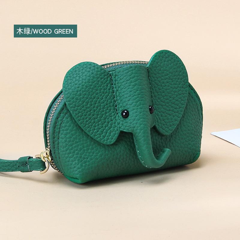 Creative style cute baby elephant zipper small wallet female fresh small leather coin change bag