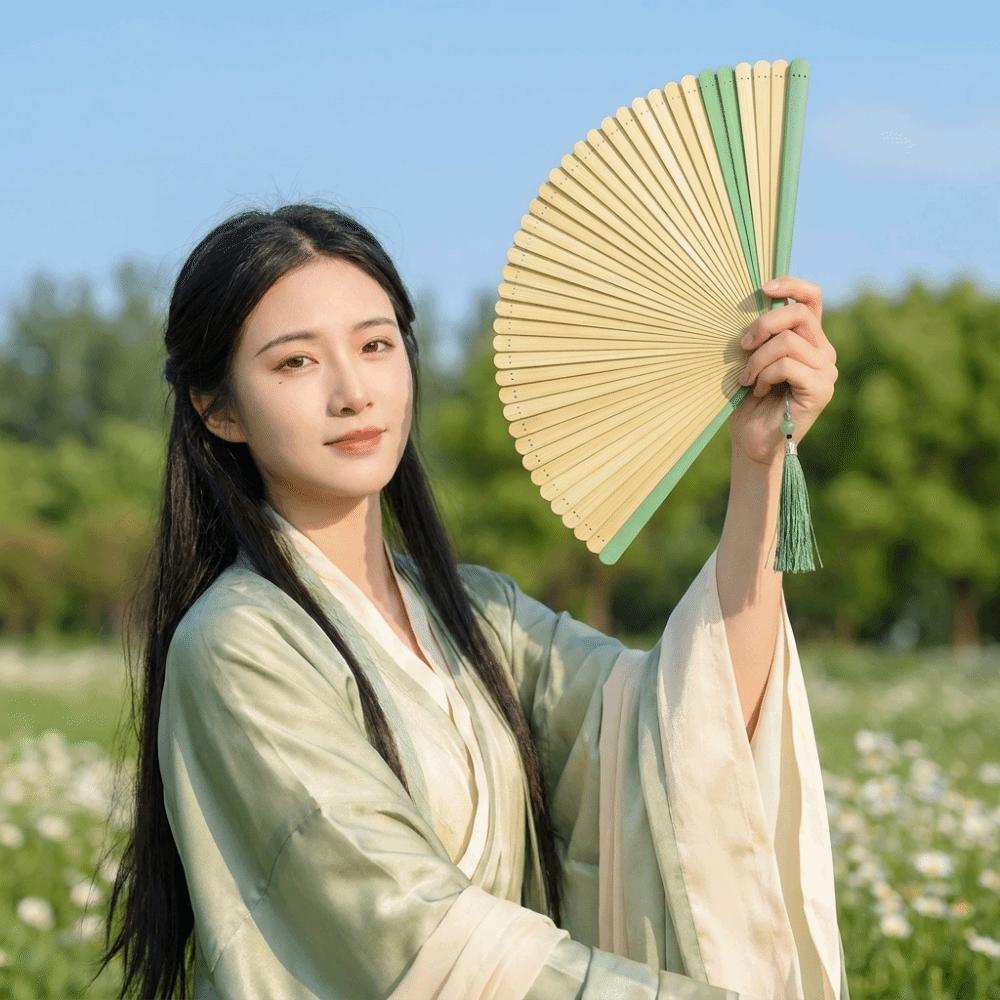 with Tassel Chinese Fan Ancient Style Dance Fan Lightweight Bamboo Folding Fan Photography Props