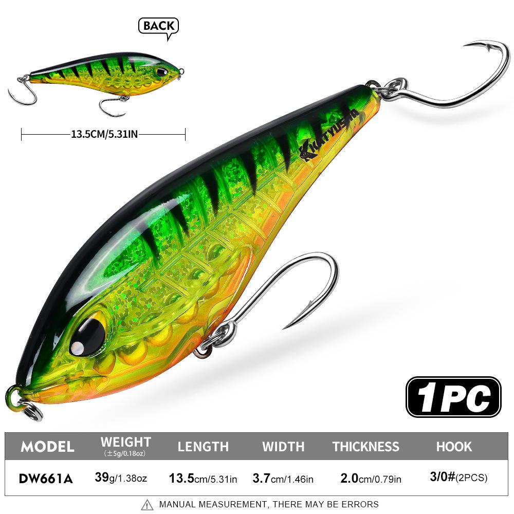 Integrated Steel Wire Tuna Pencil Lure - 16cm/13.5cm Saltwater VIB with Single Hook