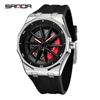 Fashion Sanda Top Brand Men's 360° Rotating Car Wheel Skeleton Dial Watch Luminous Quartz Sport Silicone Strap For Student Watch