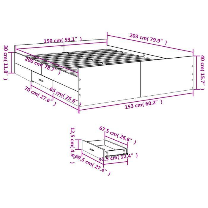 VidaXL Cadre de lit avec tiroirs blanc 150x200 cm bois d'ingénierie, lit, lit de rangement, cadre de lit double, lit double 3280286