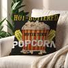 Retro Movie Night Popcorn Cushion Cover For Pillow Printing Sofa Decoration Home Car Room Coffee Shop Office Nordic Simplicity