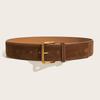Women Fashion Luxury Design Suede Leather Wide Belt Casual Pin Buckle Waistband Business Waist Strap All-Match Clothes Decor