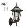 Black Matte Solar Wall Light Vintage Light, Motion Sensor Outdoor Sconce with Glass Retro Garden Lantern Shade, Waterproof for Patio Porch Pathway