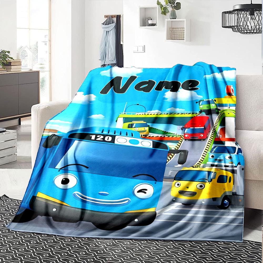 Coperta Personalizzata Nome Personalità Tayo il Piccolo Autobus Morbida e Calda per Divano Ufficio Letto Viaggio Pausa Pranzo, Regalo Adatto a Tutte le Stagioni