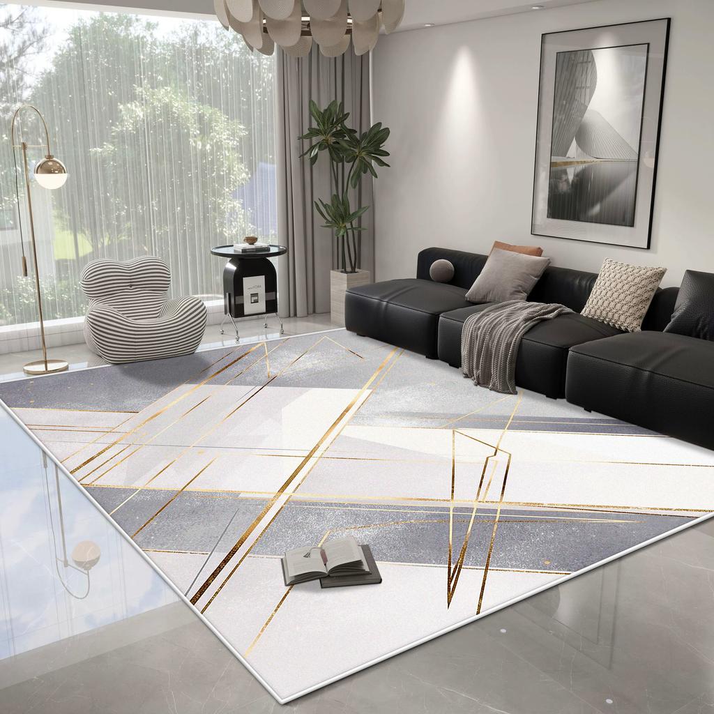 Modern Geometric Carpet Living Room Light Luxury Decoration Bedroom Non-slip Rug Easy Cleaning Lounge Plush Floor Mat Washable