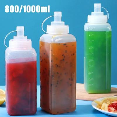 Bouteille Squeeze pour Sauce Grand Calibre 1000ml Distributeur d'Assaisonnement Anti-poussière pour Cuisine Salade Huile d'Olive Ustensiles d'Assaisonnement