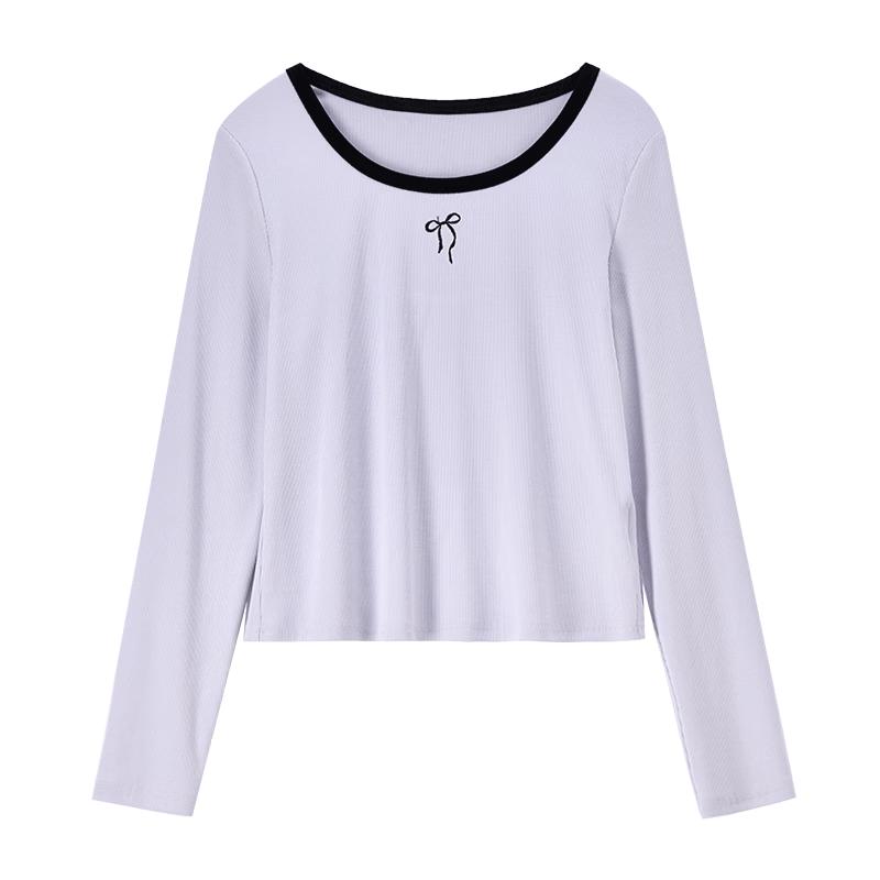 Women's Cotton Blend Knitted Long-Sleeve T-Shirt