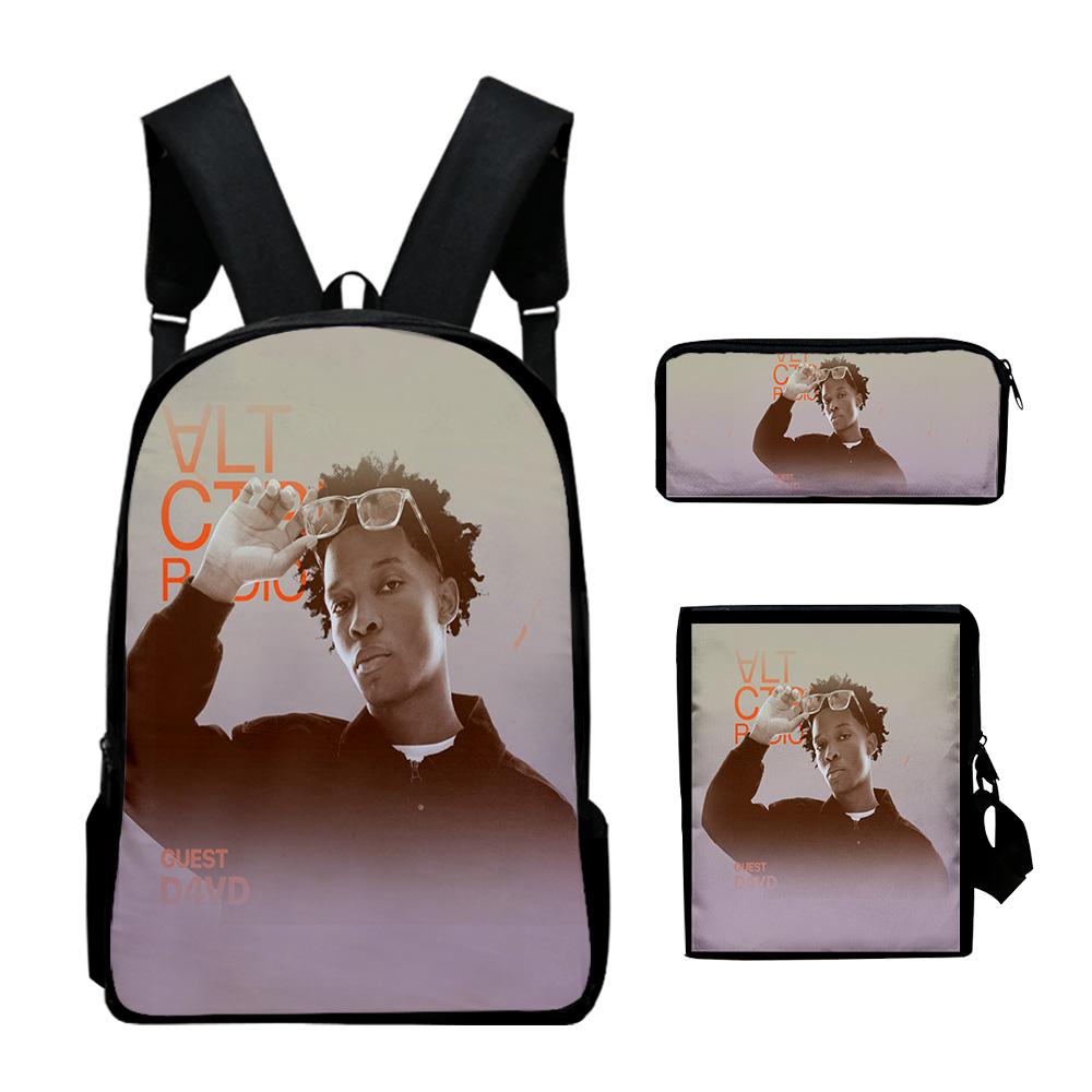 Classic Popular Young Singer D4vd 3D Print 3pcs/Set pupil School Bags Laptop Daypack Backpack Inclined shoulder bag Pencil Case