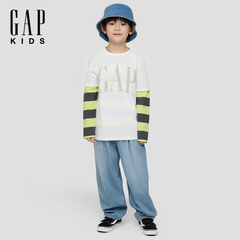 GAP Boys' Embroidered Bear Loose Fit Denim Joggers