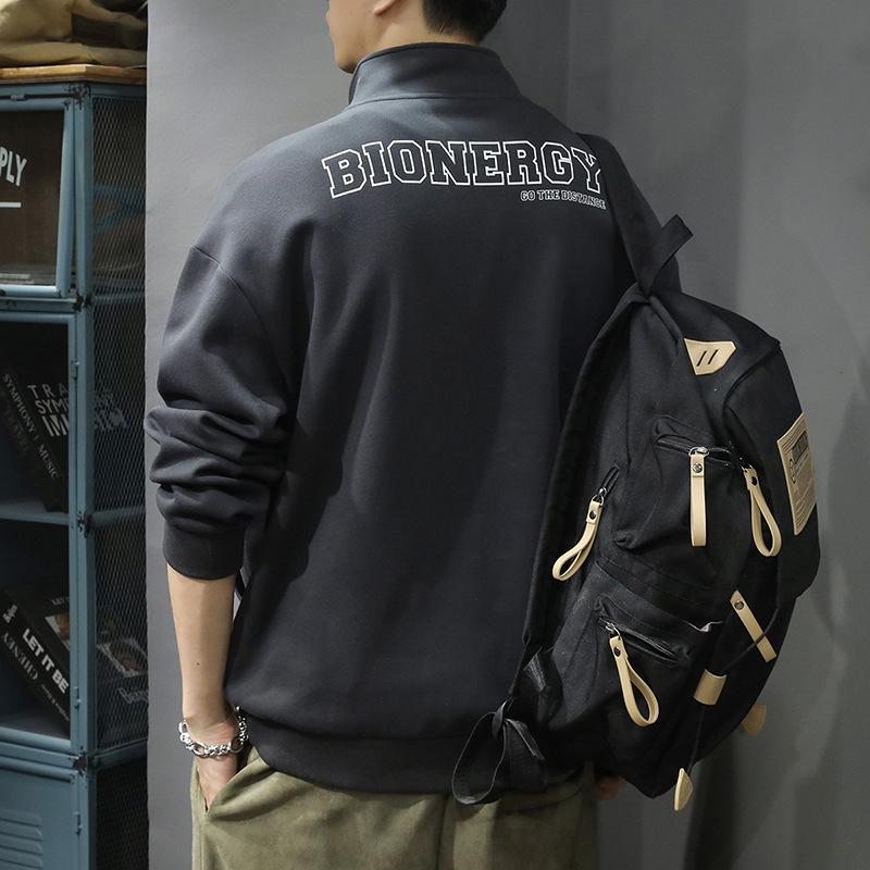 Trendy Brand Heavy Retro Half-Zipper Sweater Men'S Loose Large Size American Sports And Leisure Pullover Long-Sleeved Jacket