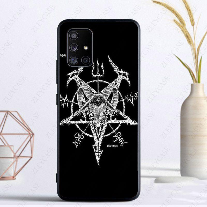 Pentagram 666 Demonisk Satanisk fodral För Samsung Galaxy A13 A53 A11 A12 A32 A22 A52S A10S A41 A42 A33 A30S A40 A51 A71 A21S Fodral