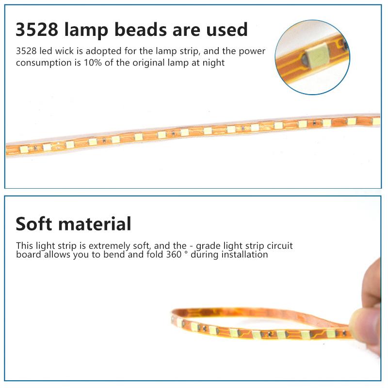 30/45/60cm LED Strip Motorcycle decorative Lantern Car Interior Atmosphere Lights Flexible Tape Rope Stripe Ray Tape