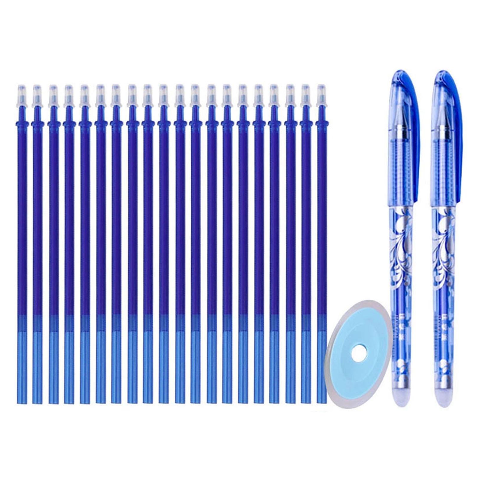 Cmperipheral Unisex Kids Blue 23 Pcs Erasable Pen Set 0.5Mm Tip Washable Handle Smoothly Comfortable 2 Pen 1 Eraser And 20 Refills