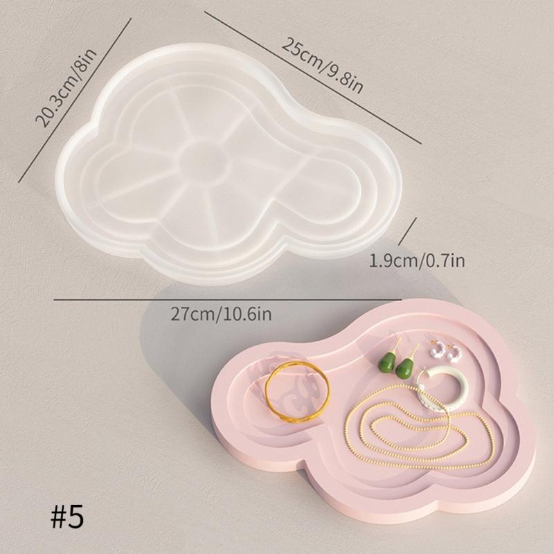 Storage Tray Plaster Silicone Mold DIY Jewelry Display Plate Epoxy Resin Mould Irregular Cloud Shape Cement Dish Making