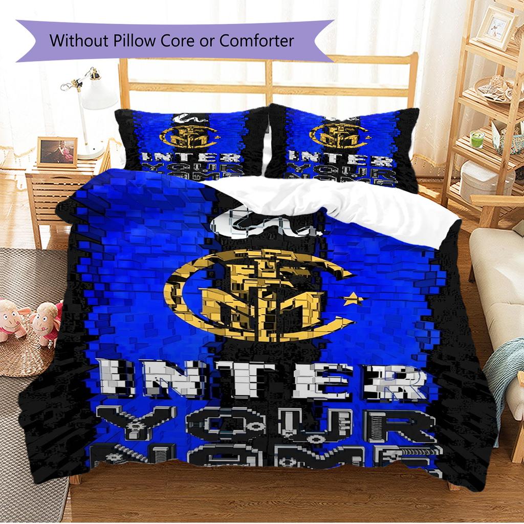 Name Custom INTER Pattern Bedding Set Quilt Cover Pillowcase Home Decor Gift (1 * Duvet Cover + 2 * Pillowcase, Without Core)