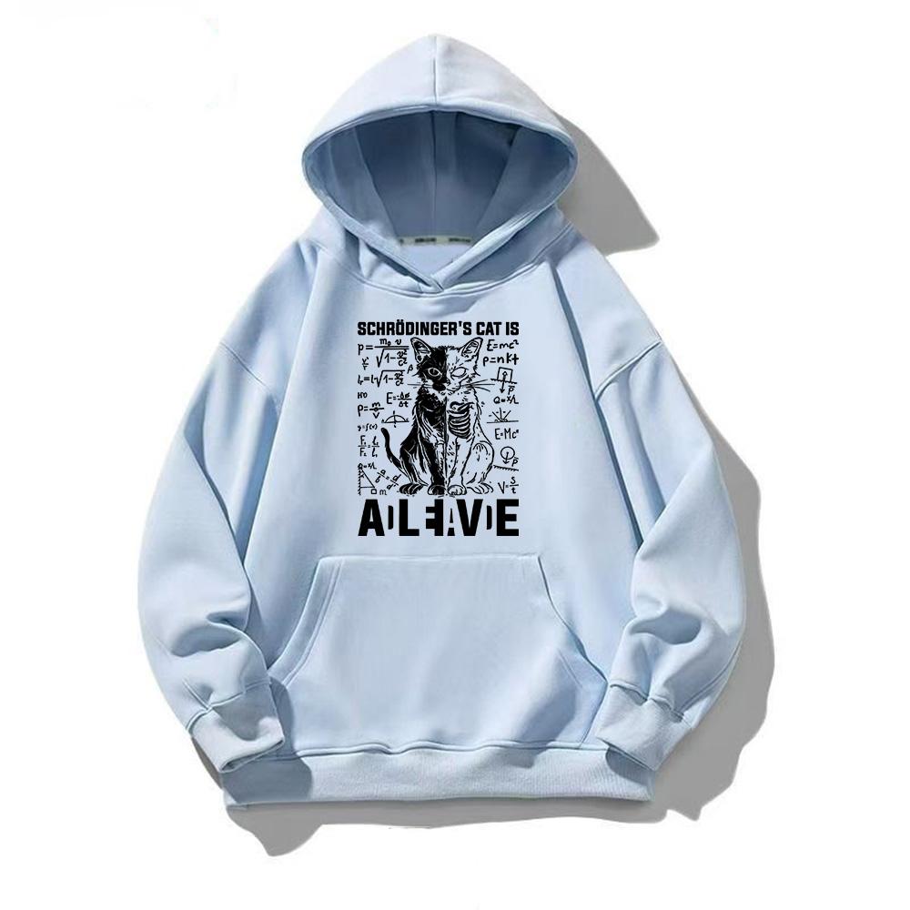 Schrödingers Katze Tot und Lebendig Physik Hoodie Herren Damen Ästhetische Sweatshirts Herbst Übergroße Pullover Kreativer Harajuku Hoodie