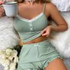 European & American Sexy Lace Pajama Set - Casual Summer Camisole with Ruffle Shorts